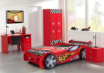 Letto a macchina per bambini, finitura Rosso laccato