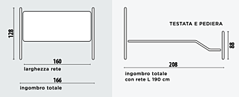 Letto ferro 160x190 con rete e materasso, Nero grafite