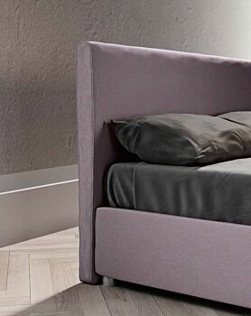 Letto matrimoniale viola, sfoderabile, testata retrofinita