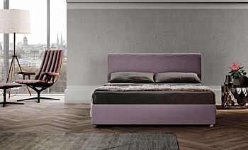 Letto matrimoniale viola, sfoderabile, testata retrofinita
