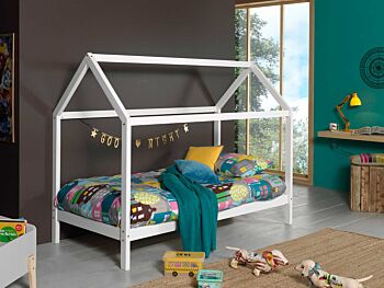 Letto singolo montessoriano casetta in pino massello, finitura naturale