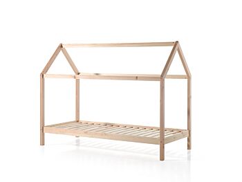 Letto singolo montessoriano casetta in pino massello, finitura naturale