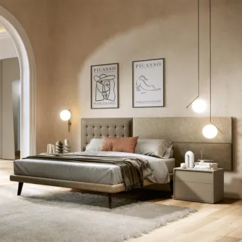 letto moderno con testata marrone