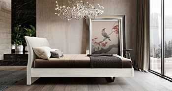 Letto Moorea Bianco altea, con testata curva