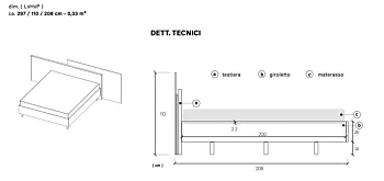 Letto matrimoniale con testiera sfalsata, Noce caramello e velluto Beige