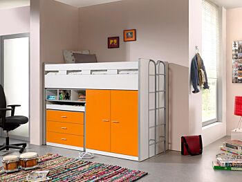 Letto multifunzionale con armadio e scrivania, disponibile in diverse finiture