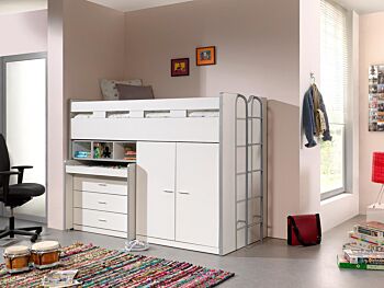 Letto multifunzionale con armadio e scrivania, disponibile in diverse finiture