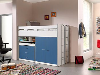 Letto multifunzionale con armadio e scrivania, disponibile in diverse finiture