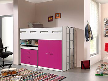 Letto multifunzionale con armadio e scrivania, disponibile in diverse finiture