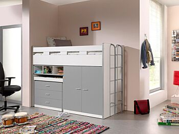 Letto multifunzionale con armadio e scrivania, disponibile in diverse finiture