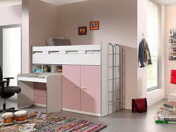Letto multifunzionale con armadio e scrivania, disponibile in diverse finiture