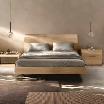 Letto matrimoniale moderno, Noce biondo, 160x190
