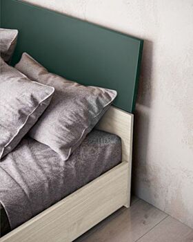 Letto matrimoniale Metiz con contenitore, finitura Visone e Larice Bianco