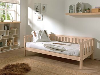 Letto singolo in pino massello, disponibile in due finiture