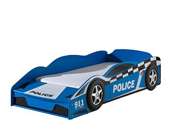Lettino auto polizia per bambini, blu laccato