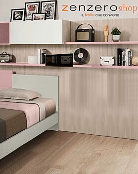 Letto singolo Rosa confetto e Grigio seta, POP 2