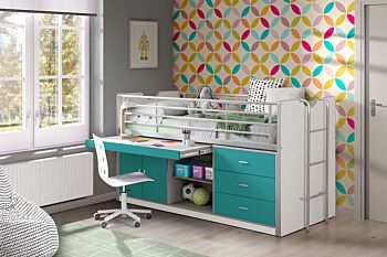 Letto salvaspazio con scrivania integrata, disponibile diversi colori
