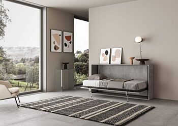 Letto finitura Cemento, a scomparsa Slide versione singola, Made in Italy
