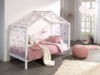Letto montessoriano bambini design a casetta, Bianco laccato