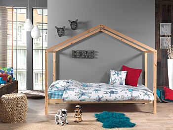 Letto montessoriano bambini design a casetta, Bianco laccato