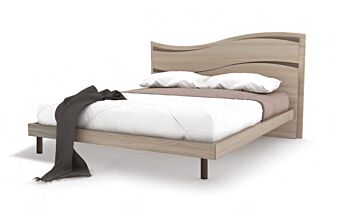 Letto matrimoniale, finitura Olmo Perla e grigio fango