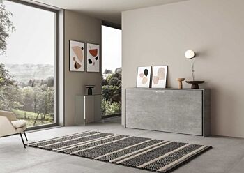 Letto finitura Cemento, a scomparsa Slide versione singola, Made in Italy