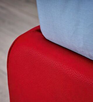 Letto singolo Peak Moretti Compact in ecopelle rosso Rubino con ruote
