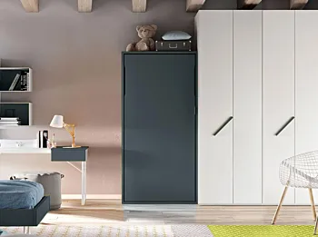 Letto salvaspazio verticale, a scomparsa in finitura Blu reale