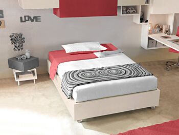 Letto 140 x 200 sommier con ruote Moretti Compact, finitura Champagne