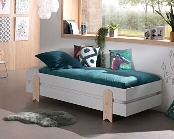 Letto singolo sommier per camerette, sovrapponibile, disponibili 2 colorazioni