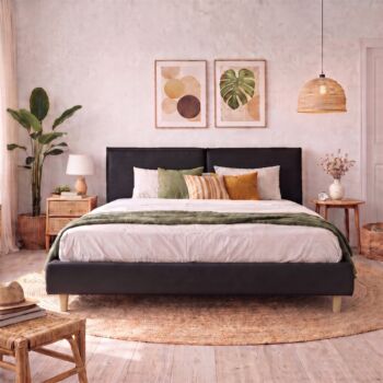 Letto completo di rete e materasso, imbottito, 160x190