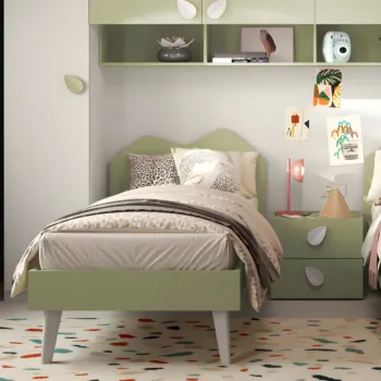 Letto singolo, 80x190, finitura Pistacchio