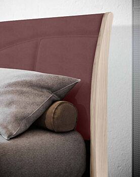 Letto matrimoniale king size finitura Olmo Natura e Bordeaux