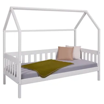 Letto montessoriano design a casetta, Bianco, 90x200 cm Zenzero Shop