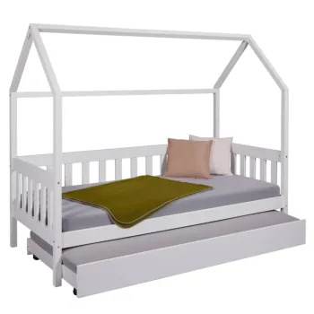 Letto montessoriano design a casetta, Bianco, 90x200 cm Zenzero Shop