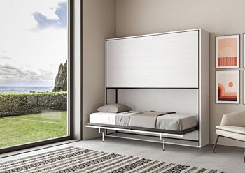 Letto Slide Bianco frassino, composto da due letti singoli a castello a scomparsa