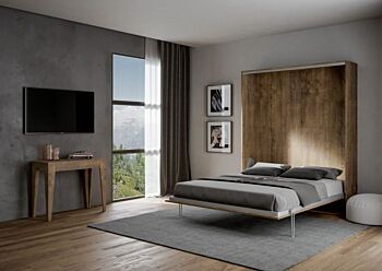 Letto a scomparsa matrimoniale color Noce, Made in Italy