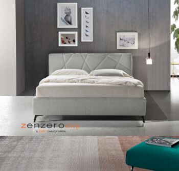 Letto matrimoniale Seginus con contenitore in tessuto in finitura Grigio seta