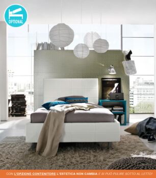 Moderno Letto Singolo serie Shock, Ecopelle Bianco
