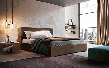 Letto matrimoniale Metiz con contenitore, finitura Noce Moro