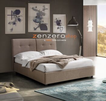 Letti matrimoniali con cassettone, letto in tessuto color Roma Marrone