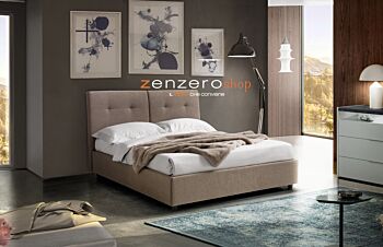Letti matrimoniali con cassettone, letto in tessuto color Roma Marrone