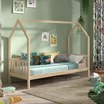 Letto singolo montessoriano a casetta, 208x169x98 h cm, in legno masello