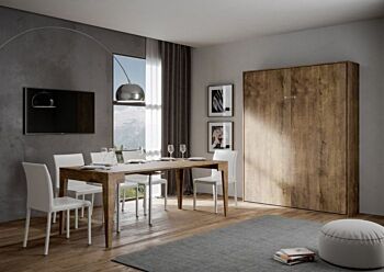 Letto a scomparsa matrimoniale color Noce, Made in Italy
