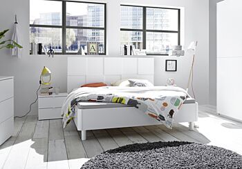 Camera da letto completa moderna in finitura bianco opaco armadio 220x210