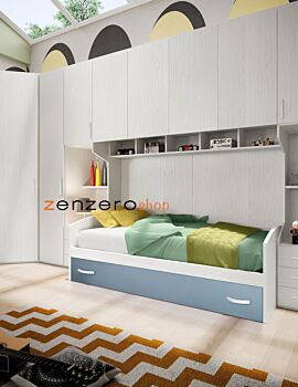 Divano letto con secondo letto ad estrazione con rete a doghe inclusa