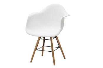 Sedia di Design  con gambe in Legno, seduta ergonomica - bianca