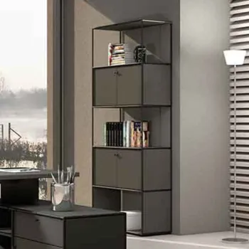 nuova Libreria moderna da ufficio colore Grigio laccato, L.80 cm 