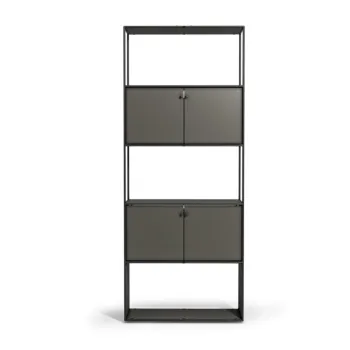nuova Libreria moderna da ufficio colore Grigio laccato, L.80 cm 