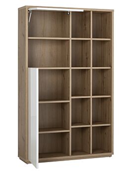 Libreria moderna da ufficio 2 ante,finitura Rovere e Bianco laccato